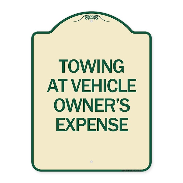 Towing Vehicle Owners Expense Heavy-Gauge Aluminum Architectural Sign, 18" L, 24" H, TG-1824-24410